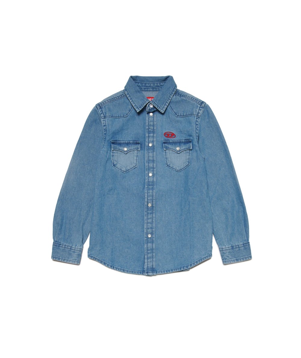 Camicia in Denim Manica Lunga con Bottoni Bambino